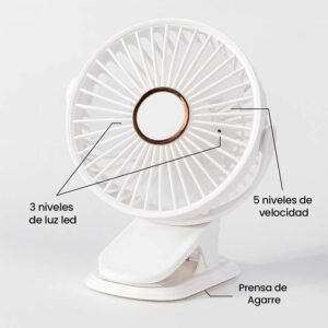 Mini Ventilador de 5 Velocidades y Luz led