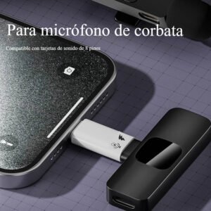 Adaptador convertidor Lighting a Usb C para Micrófono y Carga Rápida