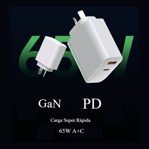cargador rápido 65w para dos celulares