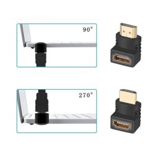 Adaptador HDMI en L Angular 90° Macho a Hembra Chapado en Oro