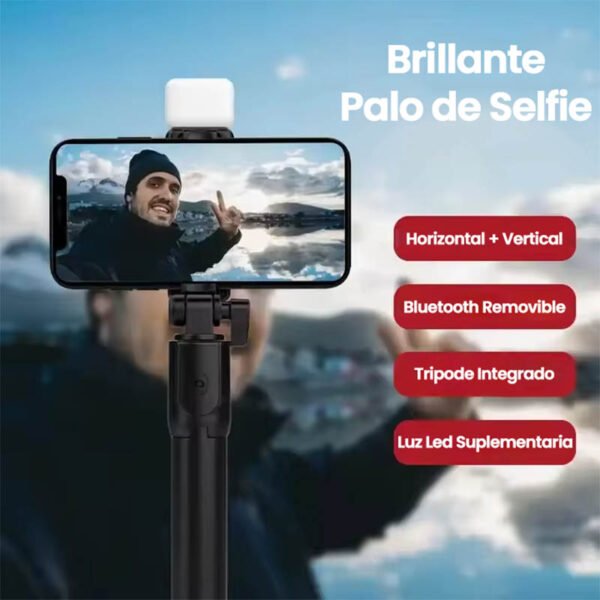 palo de selfie con luz led integrada