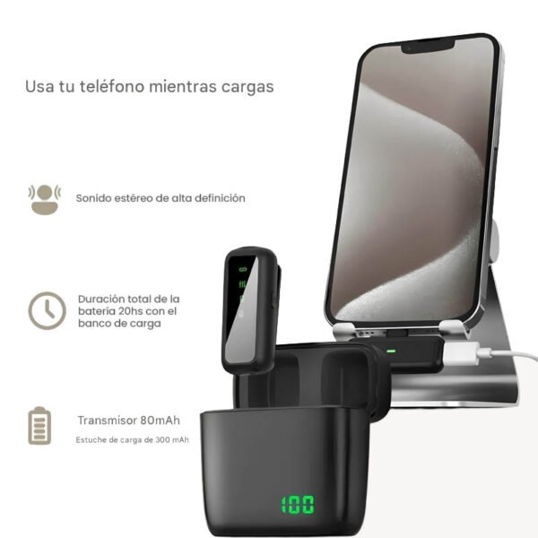 micrófono corbatero pequeño con estuche carga