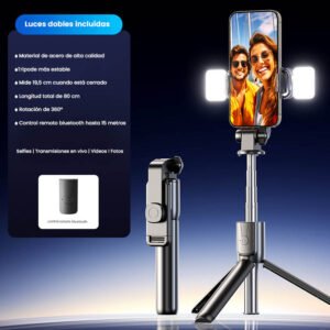 Selfie Stick y Soporte con Trípodes y doble luz JC11