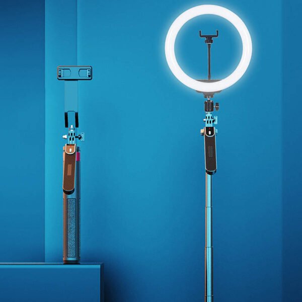 soporte portable con aro de luz y disparo remoto