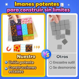 bloques magnéticos con bolsa para armar mundo minecraft