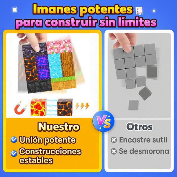 bloques magnéticos con bolsa para armar mundo minecraft
