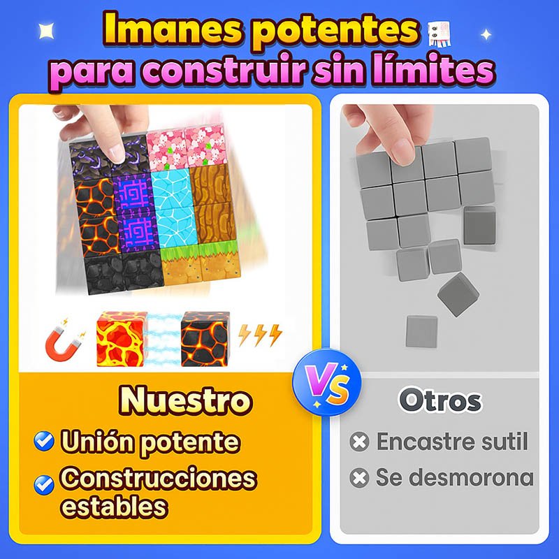 bloques magnéticos con bolsa para armar mundo minecraft
