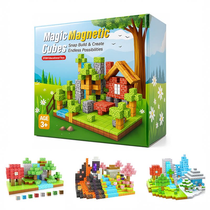 Bloques Magnéticos Minecraft Roblox para armar 100 piezas + 3 personajes: imagen 1