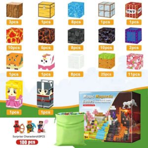 Bloques Magnéticos Minecraft Roblox para armar 100 piezas + 3 personajes: imagen 11