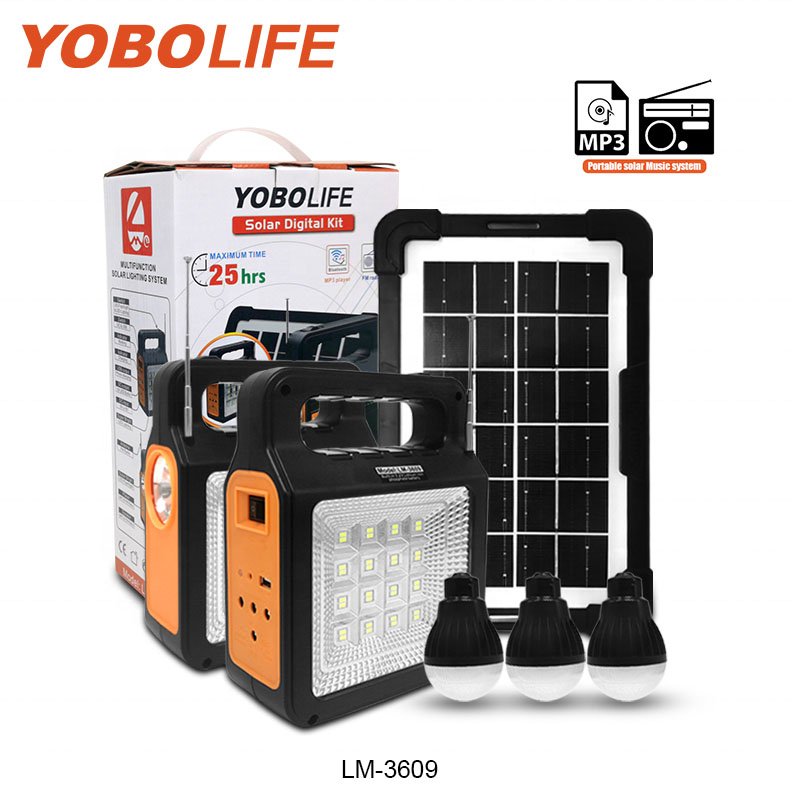sistema solar portable yobolife + 3 lámparas led
