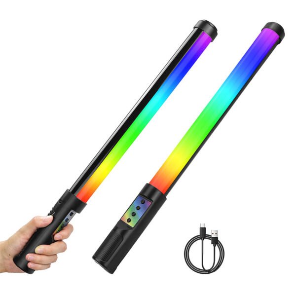baliza rgb multicolor de mano con soporte luz ritmica
