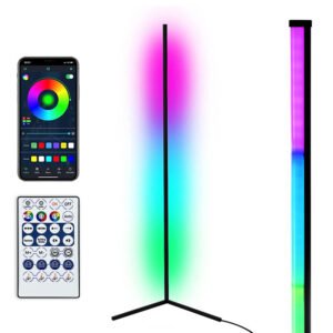 Luz de Pie Esquinera RGB 1.42 m Soporte en L con Control Remoto y App
