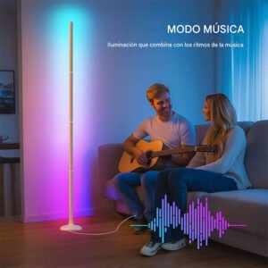 Luz de Pie Esquinera RGB 1.42 m LED con Control Remoto, App y Modo Música
