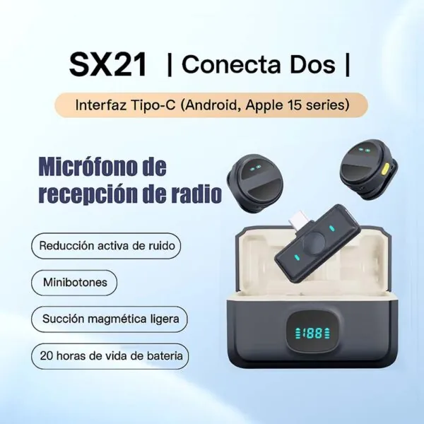 microfono corbatero inalámbrico dual sx21