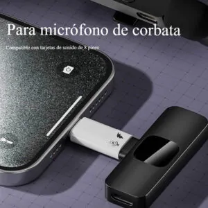 Adaptador convertidor Lighting a Usb C para Micrófono y Carga Rápida