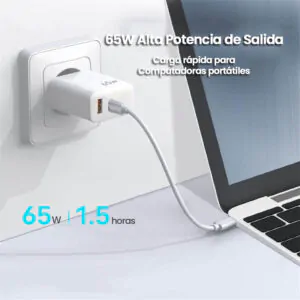 Cargador de carga ultra rápida 65W Usb C y Usb A