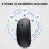 mouse recargable optico chato bluetooth y wifi