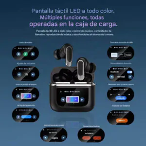 Auricular bluetooth con estuche y pantalla interactiva Langsdom V8