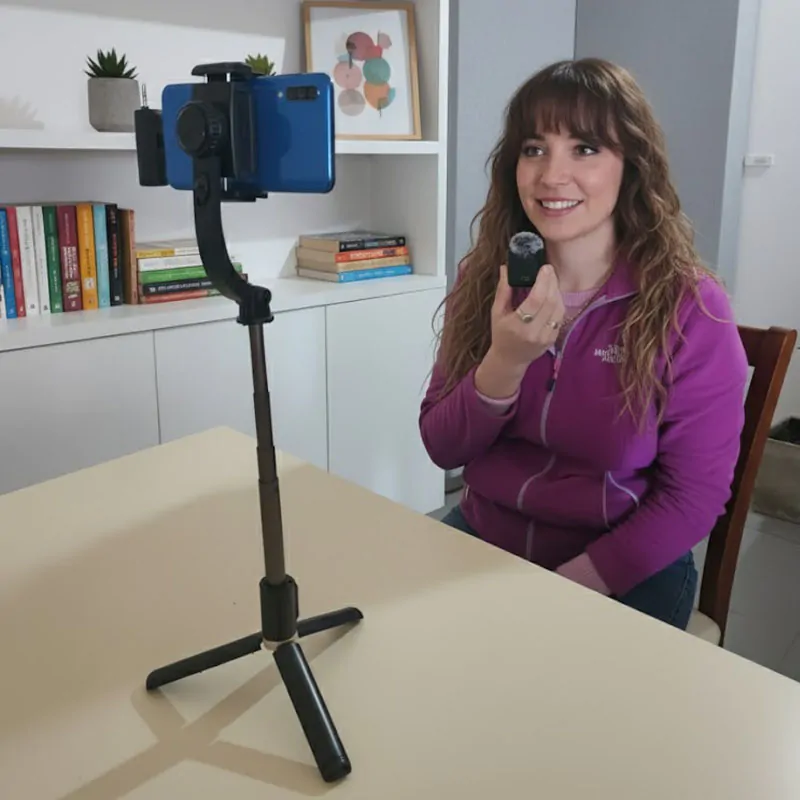 combo gimbal estabilizador + micrófono corbatero f11