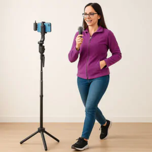 Combo 3: Micrófono Inalámbrico F11 + Soporte C17 1,65 Mts con Seguimiento Facial