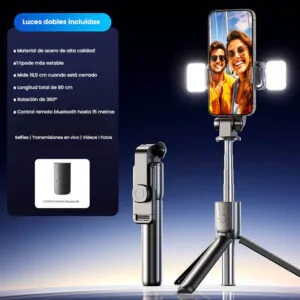 Selfie Stick y Soporte con Trípodes y doble luz JC11