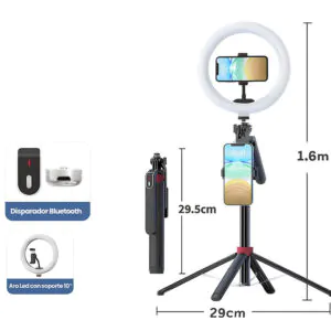 Soporte Quadrapod de 1.6m o 1.8m y Aro de luz cálida y fría