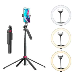 Soporte Quadrapod de 1.6m o 1.8m y Aro de luz cálida y fría