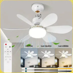 Lámpara LED 40W con Ventilador de Techo y Control Remoto | Luz Cálida, Neutra y Fría
