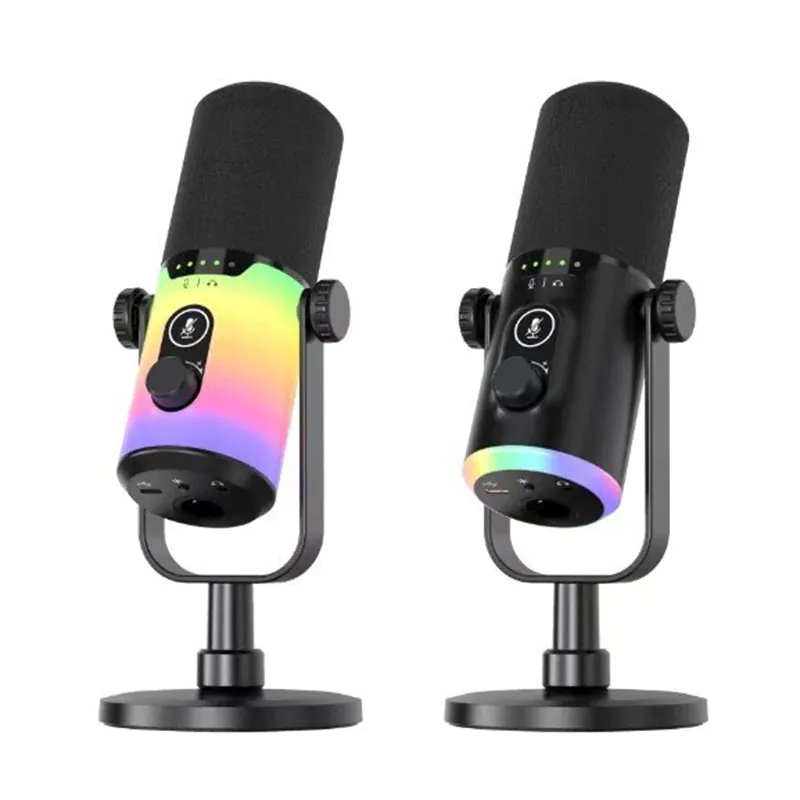 micrófono condensador cardioide RGB XLR y USB para streaming